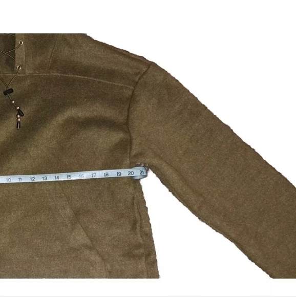 Olive Green Wool Blend Oversized Lace Up Hooded Tunic Size Small B32#Coats - Picture 7 of 8